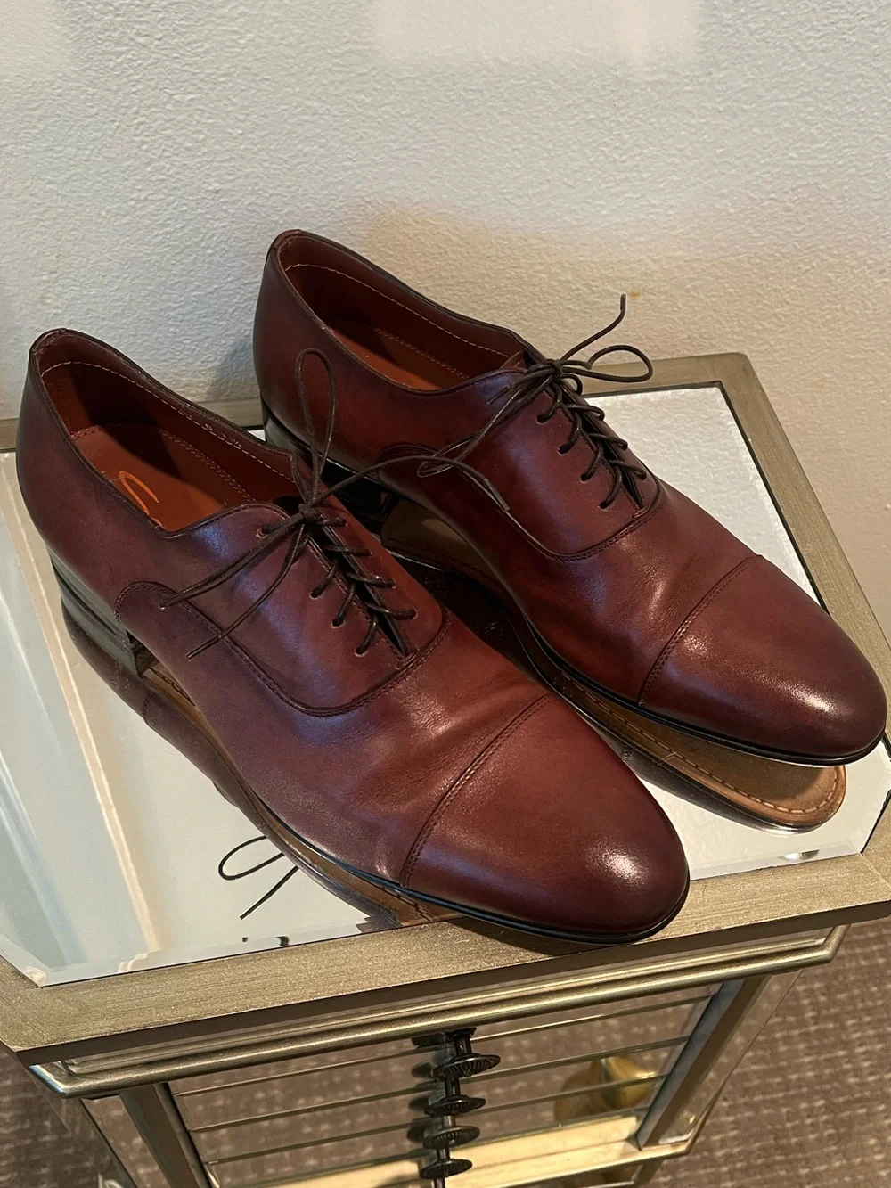 Santoni Men’s Darian-2 Brown Leather Cap-Toe Derby Oxfords Size 11.5